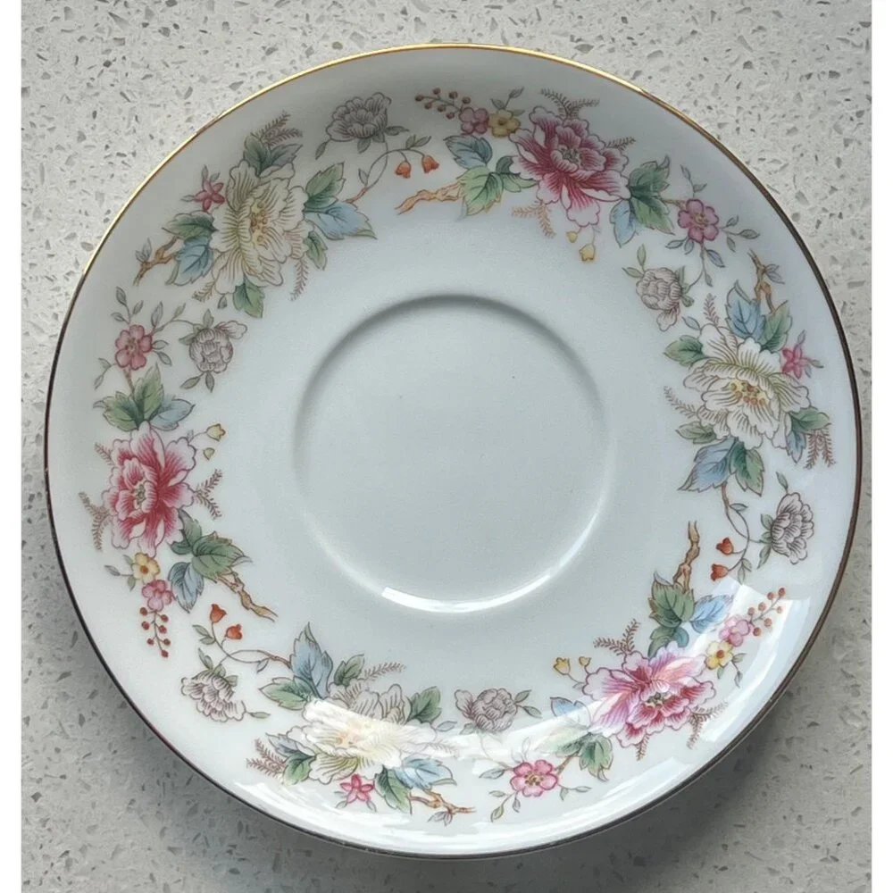 Noritake China Floral Saucer Plate 5.5” White With Blossoms & Gold Trim